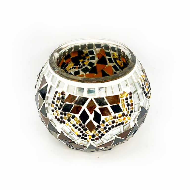 Turkish Mosaic Candle Holder Gold to Mystic Aroma