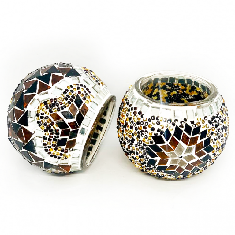 Turkish Mosaic Candle Holder Gold to Mystic Aroma